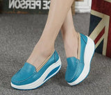 Women's shoes spring summer all-match mother single leather rocking platform nurse work MartLion 8102 blue 40 