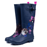Woman Waterproof Rain Boots Women Spring Autumn Rainboots Print Female Knee-High Non-Slip Casual Shoes MartLion blue 35 