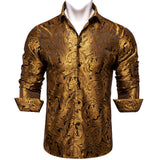 Men's Long Sleeve Black Paisley Silk Dress Shirts Casual Tuxedo Social Shirt Luxury Designer Clothing MartLion CYC-2020 S 
