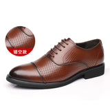 Men's Flat 6CM Heightening Elevator Shoes Formal Leather British Casual Wedding Suit MartLion brown flat hallow 41 