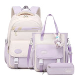 Cute Student Backpack 3pcs set Primary Schoolbag Harajuku Kawaii Student Backpack Teenage Girls Handbag Capacity Rucksack MartLion light purple  