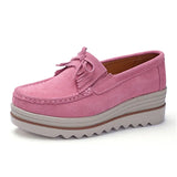 Spring Women Flats Shoes Platform Sneakers Slip On Flats Leather Suede Ladies Loafers Casual loafers MartLion PINK 1 40 