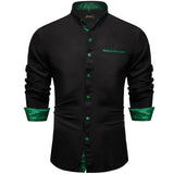 Men's shirts Long Sleeve Luxury Designer Black and Green Splicing Collar and Cuff Clothing Casual Dress Shirts Blouse MartLion CY-2248 S 