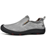 Men's Casual Sneakers Suede Leather Loafers Shoes Driving Moccasins Handmade Breathable walking Footwear Mart Lion Grey 38 