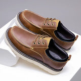 Men Leather Shoes Business Casual Shoes Flat Sole Casual Shoes Shock-Absorbing Footwear Wear-Resistant MartLion   