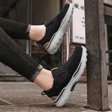 Leather Men's Casual Shoes Brown Black Slip On Sneakers Outdoor Jogging Lightweight Running Sport Mart Lion   