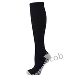 Compression Socks Solid Color Men's Women Running Socks Varicose Vein Knee High Leg Support Stretch Pressure Circulation Stocking Mart Lion 02-Black S-M 