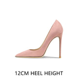 Pointed Shallow Mouth Suede Ultra-Thin High Heels 10cm Pumps Banquet Ladies Women's Shoes MartLion   