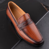 Men's Casual Leather Shoes High-end Hand Suture Slip-On Wedding Party Dress Loafers Brown MartLion   