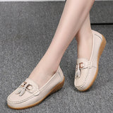 Spring Autumn Women Genuine Leather Loafers Flats Moccasins Shoes Casual Ladies Black MartLion   