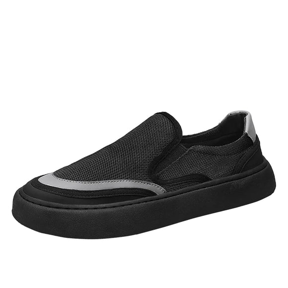 Men's Loafers Summer Casual Shoes Flat Canvas Sneakers Breathable Men’s Slip On Vulcanized MartLion black 39 