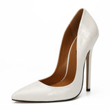 High Heels Shoes Women Pumps Large White Stiletto Heel Patent Leather Office Wedding Shoes Hey MartLion