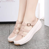 Summer Microfiber Wedge Casual Women's Sandals Ankle Buckle Heel Height 4CM Close Toe Ladies MartLion   