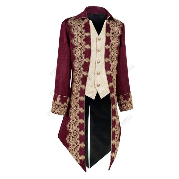 Men's Steampunk Gothic Victorian Jacket Vintage Purple Velvet Tailcoat Medieval Frock Coat Uniform Renaissance Homme MartLion   