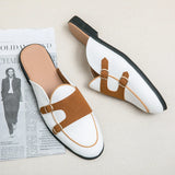 Mules Summer Sandals Loafers Half Shoes Diamond Leather Men's Shoes Designer Slides Slippers MartLion 736 White 48 