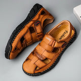 Genuine Leather Men's Sandals Summer Breathable Beach slippers Outdoor Casual Sneakers MartLion   