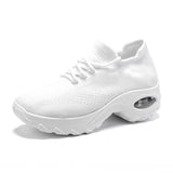Running Shoes Air Cushion Women's Breathable Mesh Lace Outdoor Sports Sneakers Mart Lion white 35 