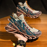High-top Men's Blade Running Shoes Breathable Sock Sneakers Graffiti Jogging Antiskid Damping Sport Zapatillas Mart Lion 1236CNbeige 7 