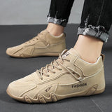 Ankle Boots Men's Spring Casual Sneakers Non Slip Khaki Work Shoes Short Loafers Lace Up Zapatillas Hombre MartLion   