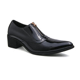 Colorful Men's High Heel Shoes Pointed Leather Dress Square heel Prom Zapatos De Vestir Hombre MartLion Black 2268-1 38 CN