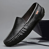 Breathable Genuine Leather Men's Loafers Casual Driving Casual Shoes Spring Autumn MartLion Black 44 