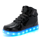 Kids Led USB Charging Shoes Glowing Sneakers Children Hook Loop Luminous for Girls Boys Skateboard High Top Running Sports MartLion   