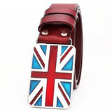 British Flag Pattern Belts Genuine Leather Metal Buckle Union Jack Jeans Waistband Trousers MartLion   