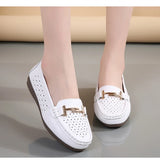 Summer Women Flats Shoes Cutouts Genuine Leather Loafers Breathable Ballet Flats Oxford Casual MartLion   