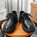 Men's Leather Shoes Creative Spider Web Stitch Casual Sneakers Flats Skateboard Sports Walking Loafers Mart Lion   