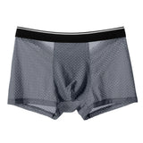 Men  Fine Mesh Breathable Sweat Boxer Briefs Bulge Pouch Underpants Solid Color Shorts Casual Loose Underwear MartLion Ash 4XL CHINA