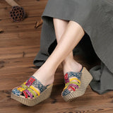 Summer Hollow Handmade Shoes Women Slides Genuine Leather Cover Toes Flower Women's Platform Wedges Slippers MartLion   