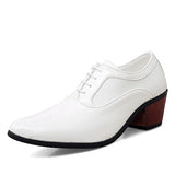 Men's Genuine Leather Shoes Formal Dress Wedding Red High Heels Luxury MartLion WHITE 38 