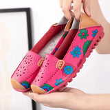 Spring Autumn Women Flats Split Leather Shoes Slip on Ballet Flats Flats Print Moccasins Loafers MartLion   