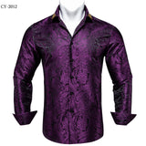 camisa masculina Black Men's Long Sleeves Floral Shirt with Collar Pin Turn-Down Collar Slim Blouse Party Four Season MartLion   