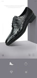 Alligator Printing Leather Shoes Genuine Leather Men's Dress Formal Oxfords Luxury Lace Up Zapatos De Hombre MartLion   