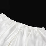 Office Lady Elegant Female Casual  Satin Mini Skirt Women Waist Vintage White Balloon Skirt MartLion   