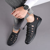 Men's Genuine Leather Sandals Trendy Summer Roman Shoes Casual Soft Beach Footwear Flats Mart Lion   