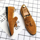 Summer Men's Suede Tassel Leisure Shoes Italy Style Soft Moccasins Loafers Flats Driving MartLion Yellow 38 