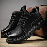 Leather Men Boots Cow Leather Upper Durable Sole Lace up Winter Boots Leisure Outdoor Shoes For Man MartLion