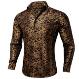 Men's Floral series Shirts Black Gold Luxury Shirt Daily Wearing Casual Long Sleeves Blouse MartLion CY-2038-XZ0014 S 