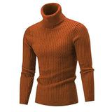 15 Colors Autumn and Winter Men's Warm High Neck Solid Elastic Knit Bottom Pullover Sweater Harajuku MartLion Caramel M 