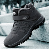 Winter Men's Boots Plush Leather Waterproof Sneakers Climbing Shoes Unisex Women Outdoor Non-slip Warm Hiking MartLion Gray(09) 35(22.5CM) 