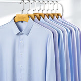 Stretch Anti-Wrinkle Men's Shirts Long Sleeve Dress Slim Fit Social Blouse Striped Shirt MartLion   