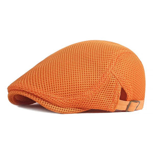 Breathable Mesh Newsboy Cap Men's Boina Cabbie Cap Summer Autumn Streetwear Golf Hat Gorras Planas Flat Caps for Women MartLion Orange  