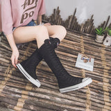  High Top Canvas Shoes Women's Inner Elevated Casual Versatile Women's Flat Heel Boots MartLion - Mart Lion