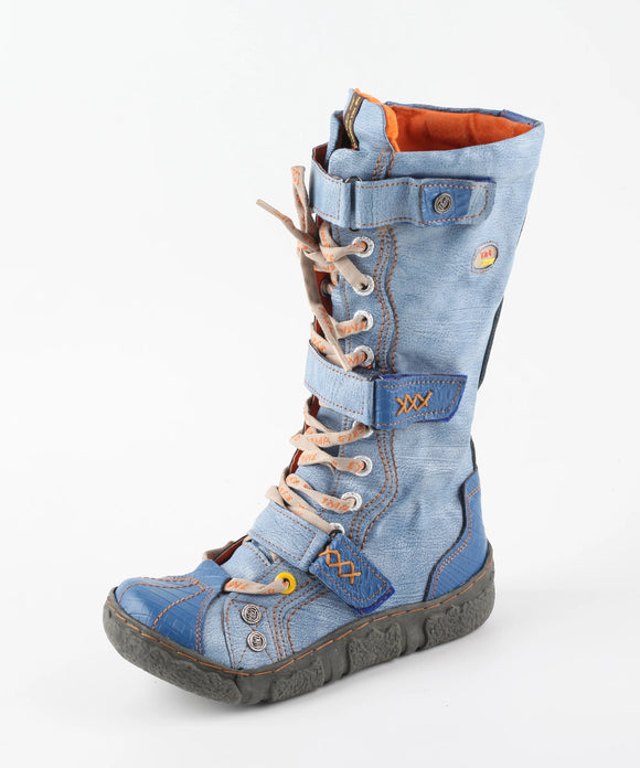 lace up washed leather flat boots, all season MartLion