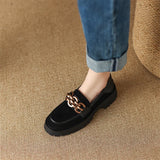 Spring Women Shoes Pumps Kid Suede Round Toe Chunky Heel Retro Loafers Platform Heel Sheep Suede MartLion   