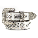 Western Luxury Crystal Rhinestone Belt with Full Diamond Zinc Alloy Flower Buckle Punk Trend Women's Belt MartLion