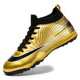 High top football shoes Long spikes broken nails gold soled grass student Mart Lion Nail gold 35 