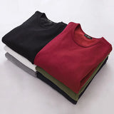 Winter  Men's Long-sleeved Thermal T-Shirt Fleece Bottoming Shirt Round Neck Shirt MartLion   